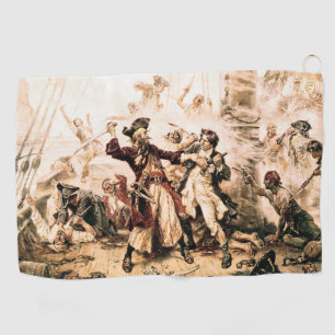Capture, Pirate Blackbeard, Queen Anne's Revenge Golf Towel