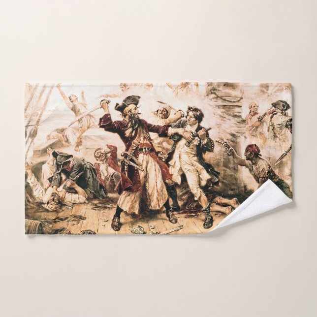 Capture, Pirate Blackbeard, Queen Anne's Revenge Hand Towel (Hand Towel)