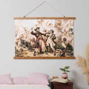 Capture, Pirate Blackbeard, Queen Anne's Revenge Hanging Tapestry