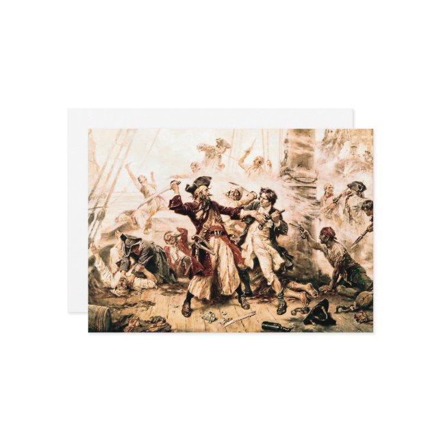 Capture, Pirate Blackbeard, Queen Anne's Revenge Holiday Card (Front/Back In Situ)