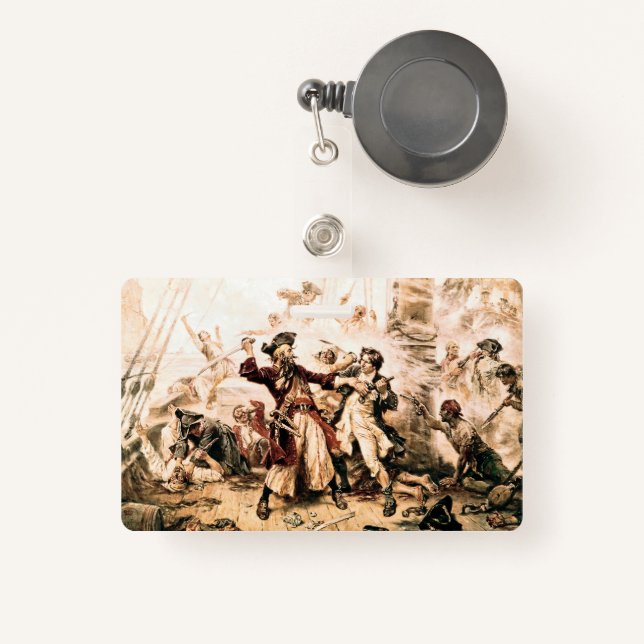 Capture, Pirate Blackbeard, Queen Anne's Revenge ID Badge (Front with Retractable)