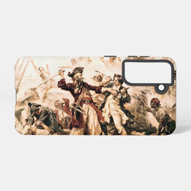 Capture, Pirate Blackbeard, Queen Anne's Revenge Samsung Galaxy S21 Case (Back Horizontal)