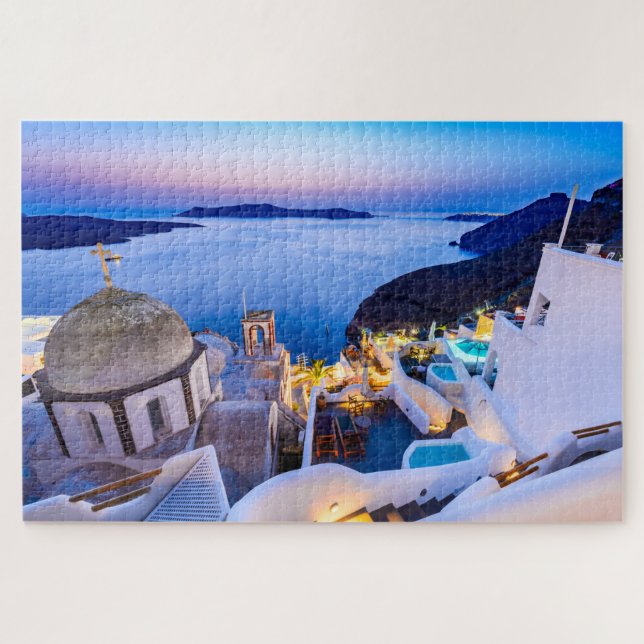 Capture the Beauty of Greece's iconic sunset  Jigsaw Puzzle (Horizontal)