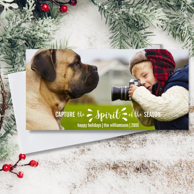 Capture the Christmas Spirit Whimsical Typography Holiday Card (Creator Uploaded)