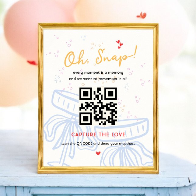 Capture the Coquette Love QR Code Wedding Shower Poster (Creator Uploaded)