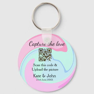 Capture the love add QR scan marble pink blue mix Key Ring