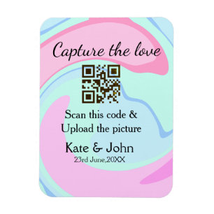 Capture the love add QR scan marble pink blue mix Magnet