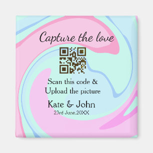 Capture the love add QR scan marble pink blue mix Magnet