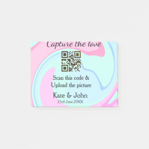 Capture the love add QR scan marble pink blue mix Post-it Notes