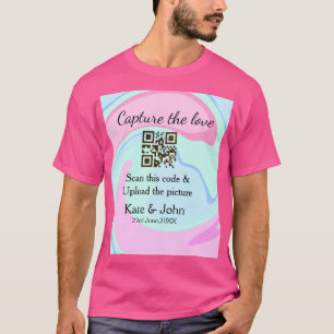 Capture the love add QR scan marble pink blue mix T-Shirt