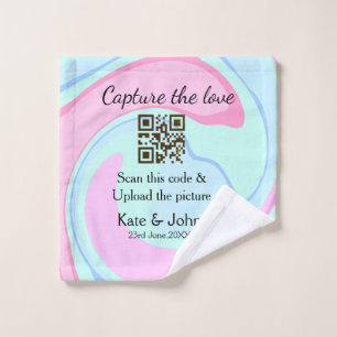 Capture the love add QR scan marble pink blue mix Wash Cloth