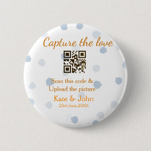 Capture the love add QR scan upload picture blue o 6 Cm Round Badge