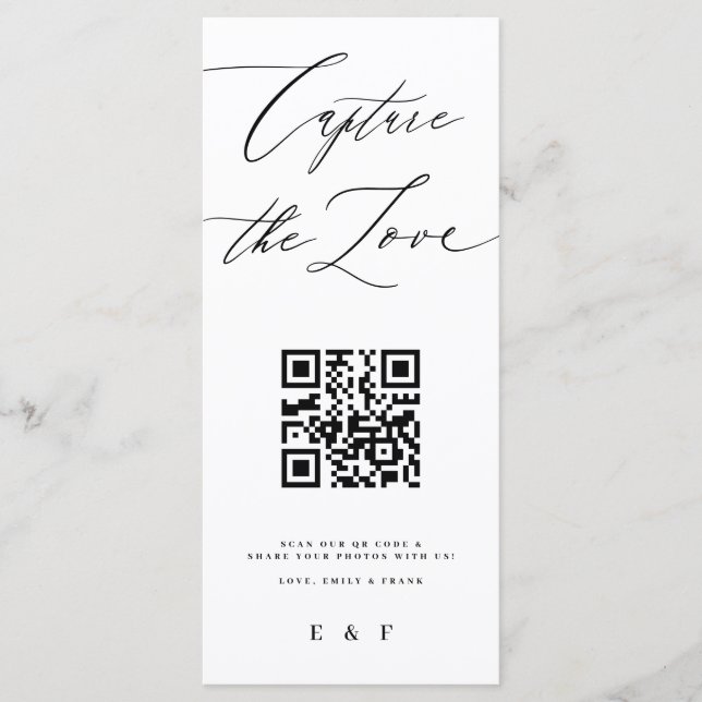 Capture the Love Black White Monogram Photo Sign Menu (Front)