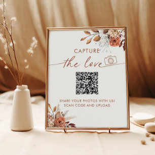 Capture The Love Boho Bridal Shower QR Code Poster