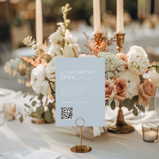 Capture the love! Photo, Heart-QR-Code, Wedding Enclosure Card (Capture the love! Photo, Heart-QR-Code, Powder-Blue, Wedding Enclosure Card)