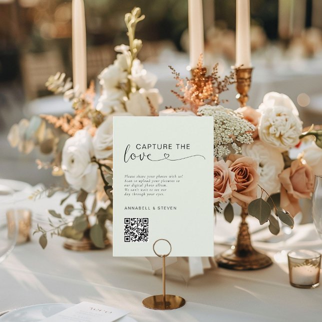 Capture the love! Photo, Heart-QR-Code, Wedding Enclosure Card (Capture the love! Photo, Heart-QR-Code, Sage-Green, Wedding Enclosure Card)