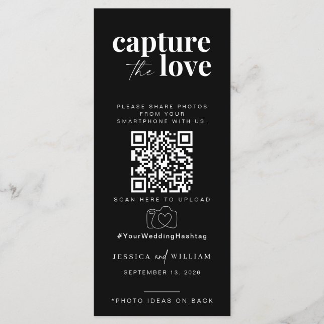 Capture The Love Photo I Spy Wedding Game scavenge Menu (Front)