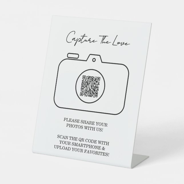Capture The Love Photo Sharing QR Code  Pedestal Sign (Front)
