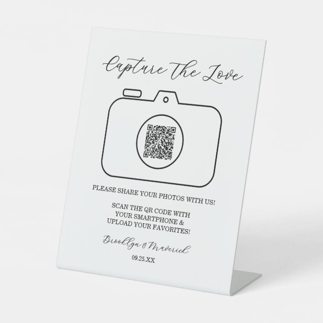 Capture The Love Photo Sharing QR Code  Pedestal Sign (Front)