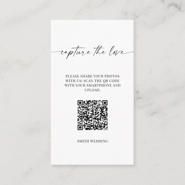 Capture The Love Photo Sharing Table Card (Front)