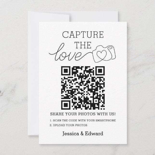 Capture The Love Qr Code Black Chic Modern Wedding (Front)