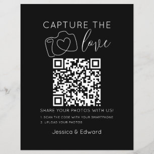 Capture The Love Qr Code Black Chic Modern Wedding