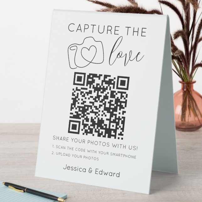 Capture The Love Qr Code Black Chic Modern Wedding (In SItu (Table))