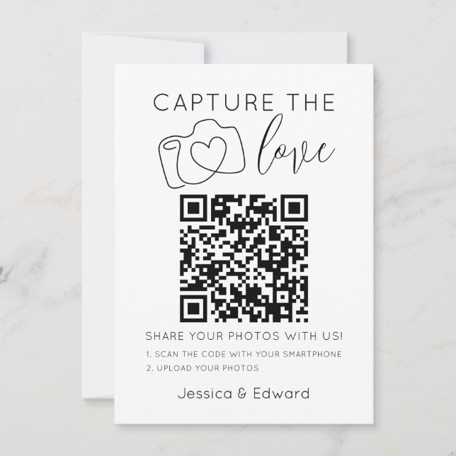 Capture The Love Qr Code Black Chic Modern Wedding (Front)