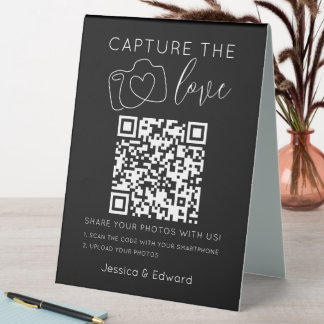 Capture The Love Qr Code Black Chic Modern Wedding