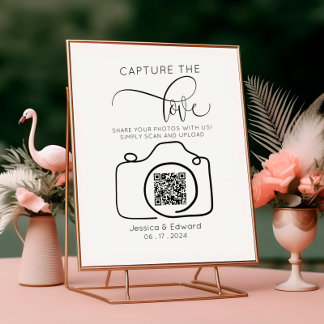 Capture The Love Qr Code Black Chic Modern Wedding