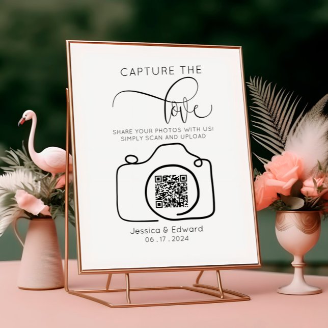 Capture The Love Qr Code Black Chic Modern Wedding (Creator Uploaded)