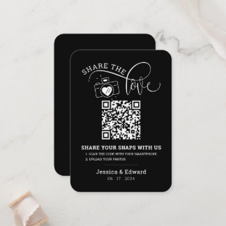 Capture The Love Qr Code Black Chic Modern Wedding Place Card