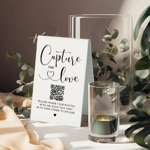Capture the Love QR Code Heart Script Wedding Sign