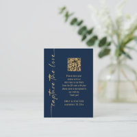 Capture the Love QR Code Navy Gold Wedding Card