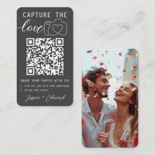 Capture The Love Qr Code Photo Grey White Wedding Place Card