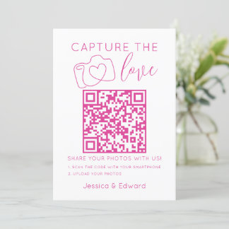 Capture The Love Qr Code Pink Chic Modern Wedding