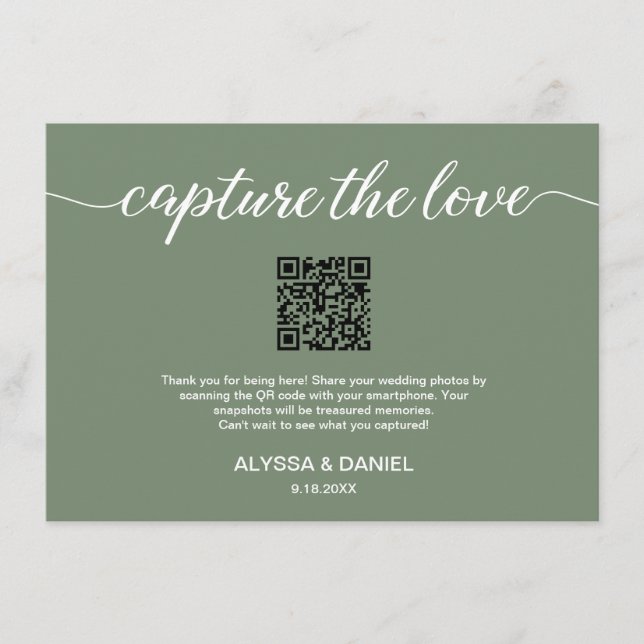 Capture the Love QR code wedding photo share Enclosure Card (Front)