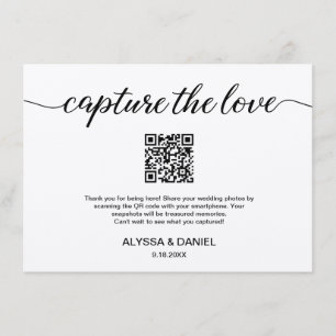 Capture the love QR code wedding photo sharing Enclosure Card