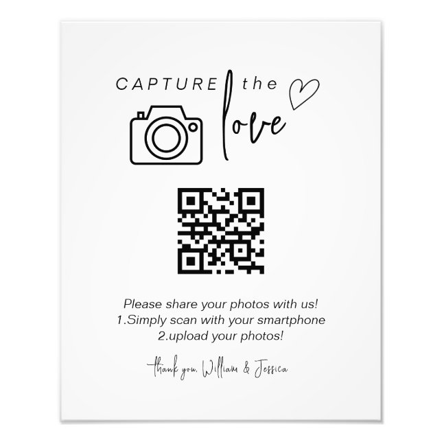 Capture the Love QR Code, Wedding Photo Signs (Front)