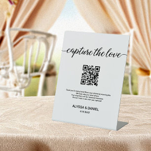 Capture the love Share Wedding Photos QR code  Pedestal Sign