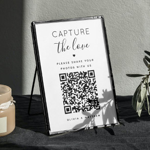 Capture the love sign. Black white QR Code wedding Poster