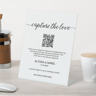 Capture the Love Wedding Hashtag SHARE QR CODE Pedestal Sign