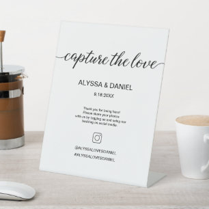 Capture the Love Wedding Social Media Hashtag  Pedestal Sign