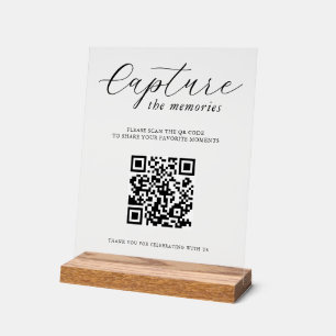 Capture The Memories Wedding Photo QR Code Acrylic Sign