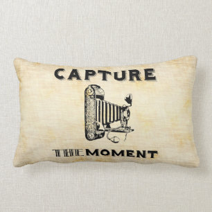 Capture the Moment Vintage Camera Photographer Lumbar Cushion