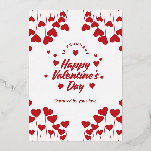 "Captured by Your Love" – Elegant Modern Valentine Foil Holiday Card (Front)