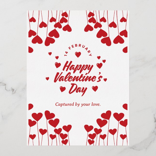 "Captured by Your Love" – Elegant Modern Valentine Foil Holiday Postcard (Front)