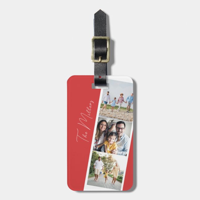 Capturing Moments Red Photo Collage Luggage Tag (Front Vertical)