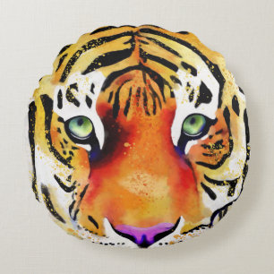 Capturing the Majesty: A Tiger's Gaze Round Cushion