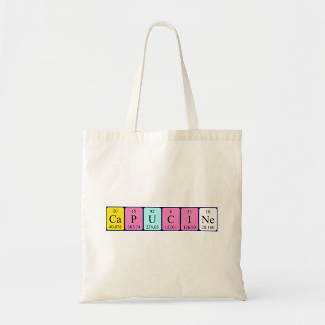 Capucine periodic table name tote bag (Front)
